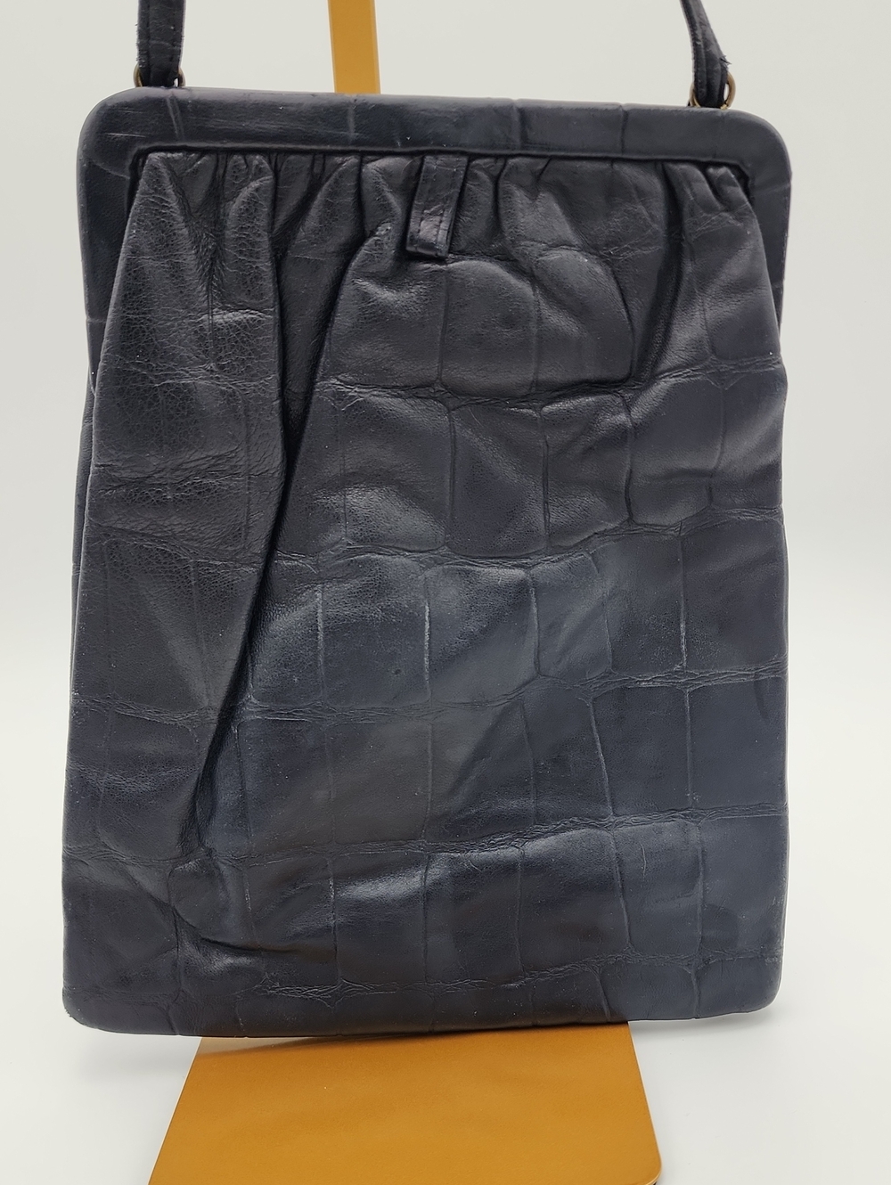Shirl Miller Ltd Black Croc-Embossed Leather Crossbody Bag